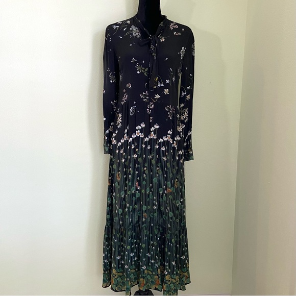 RED Valentino Floral Print Maxi Dress Silk Chiffon Long Sleeve - Picture 2 of 14